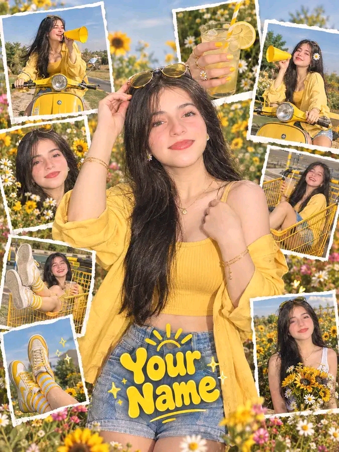 sunny yellow-themed summer collage composite