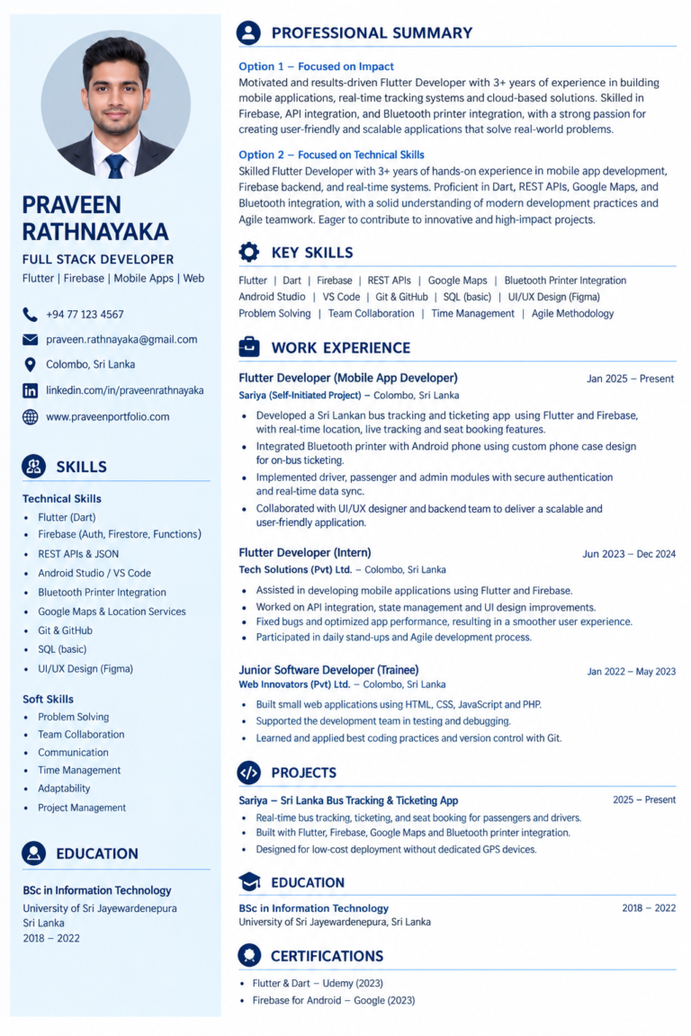 create a professional resume/CV