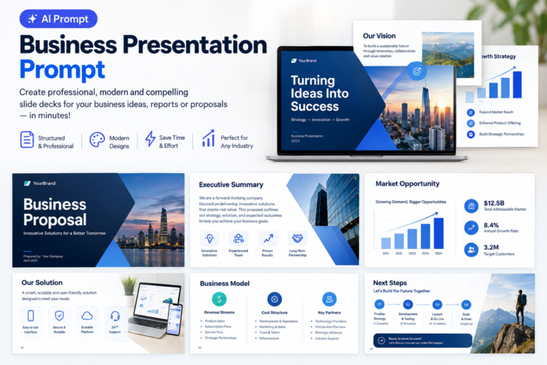 Business Presentation Prompt for Professional Slide Decks
