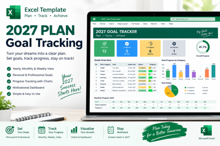 2027 Plan Excel Sheet Prompt for Goal Tracking